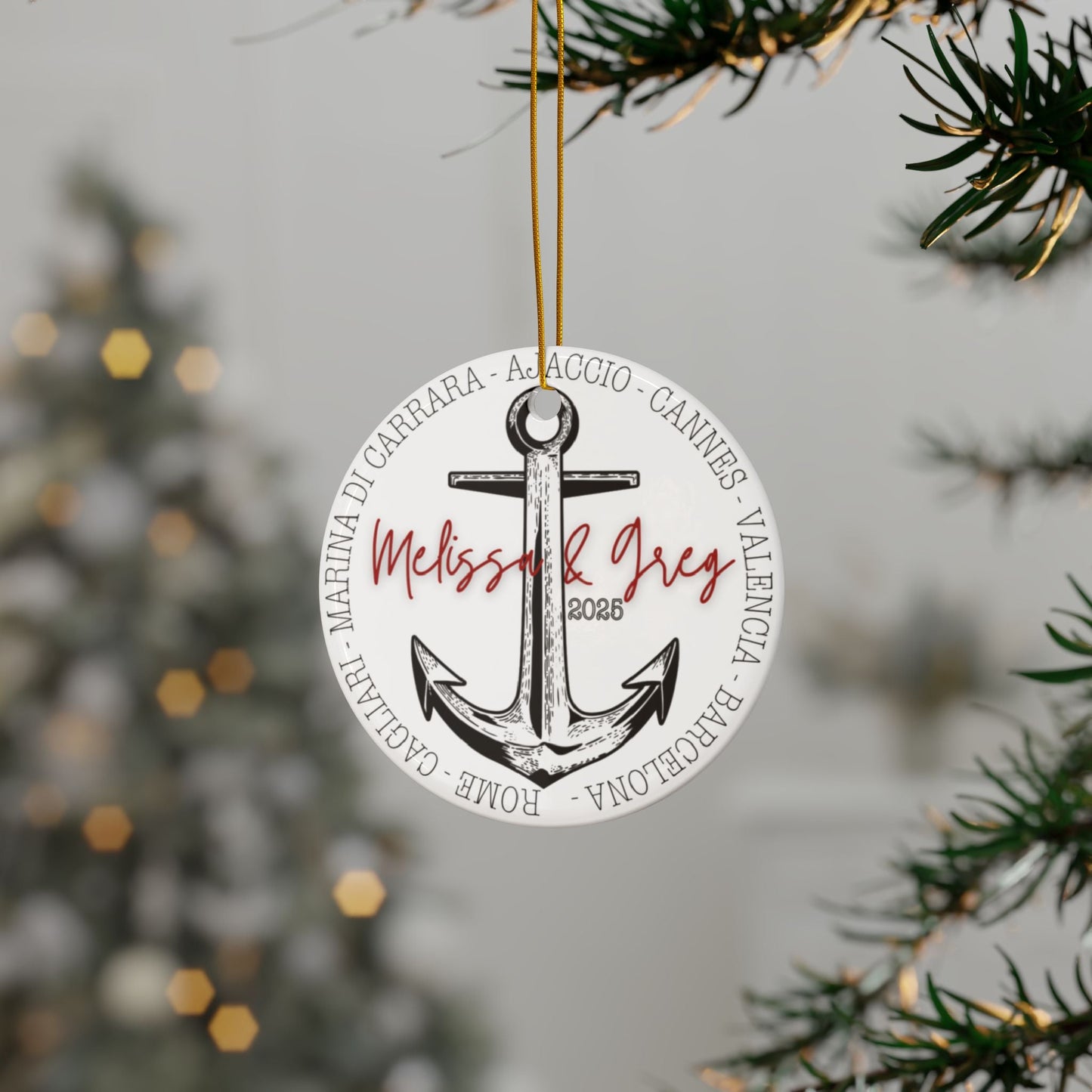 Cruise Itinerary Ceramic Ornament with Optional Photo - Out of Office Outfitters - Home Decor