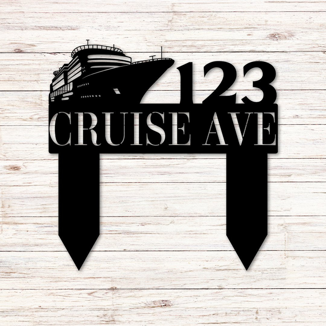 Cruise Ship Ground Stake Address Sign - Out of Office Outfitters - Die - Cut Sign