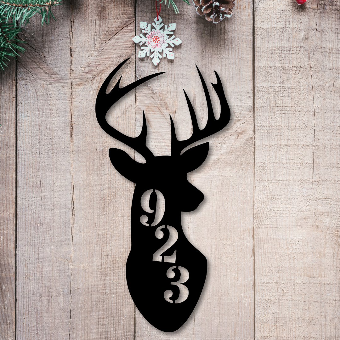 Deer Custom House Number Sign - Out of Office Outfitters - Die - Cut Sign