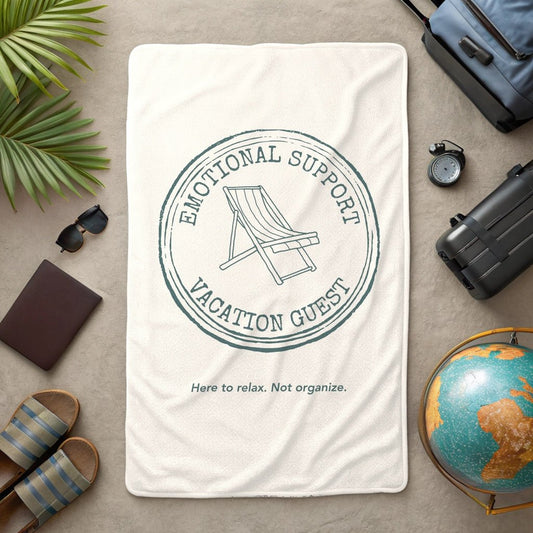 Emotional Support Vacation Guest Blanket - Warm Sherpa Travel Throw - Out of Office Outfitters - Home Decor
