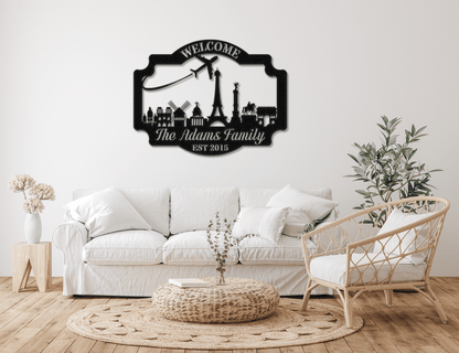 European Landmarks Welcome Sign - Out of Office Outfitters - Die - Cut Sign