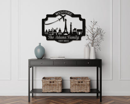 European Landmarks Welcome Sign - Out of Office Outfitters - Die - Cut Sign