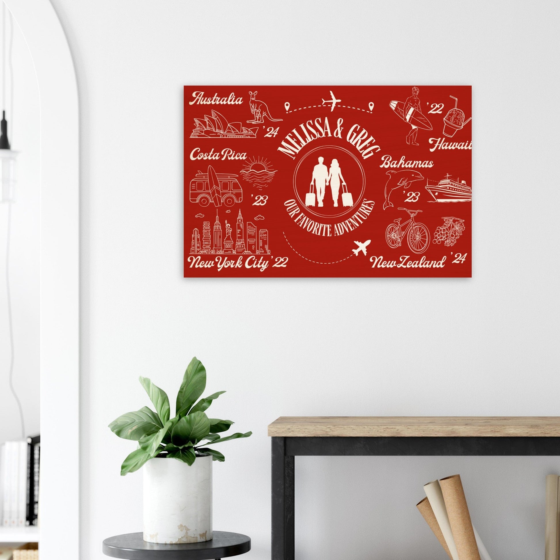 Favorite Travel Memories Wood Print - Out of Office Outfitters - Home Decor