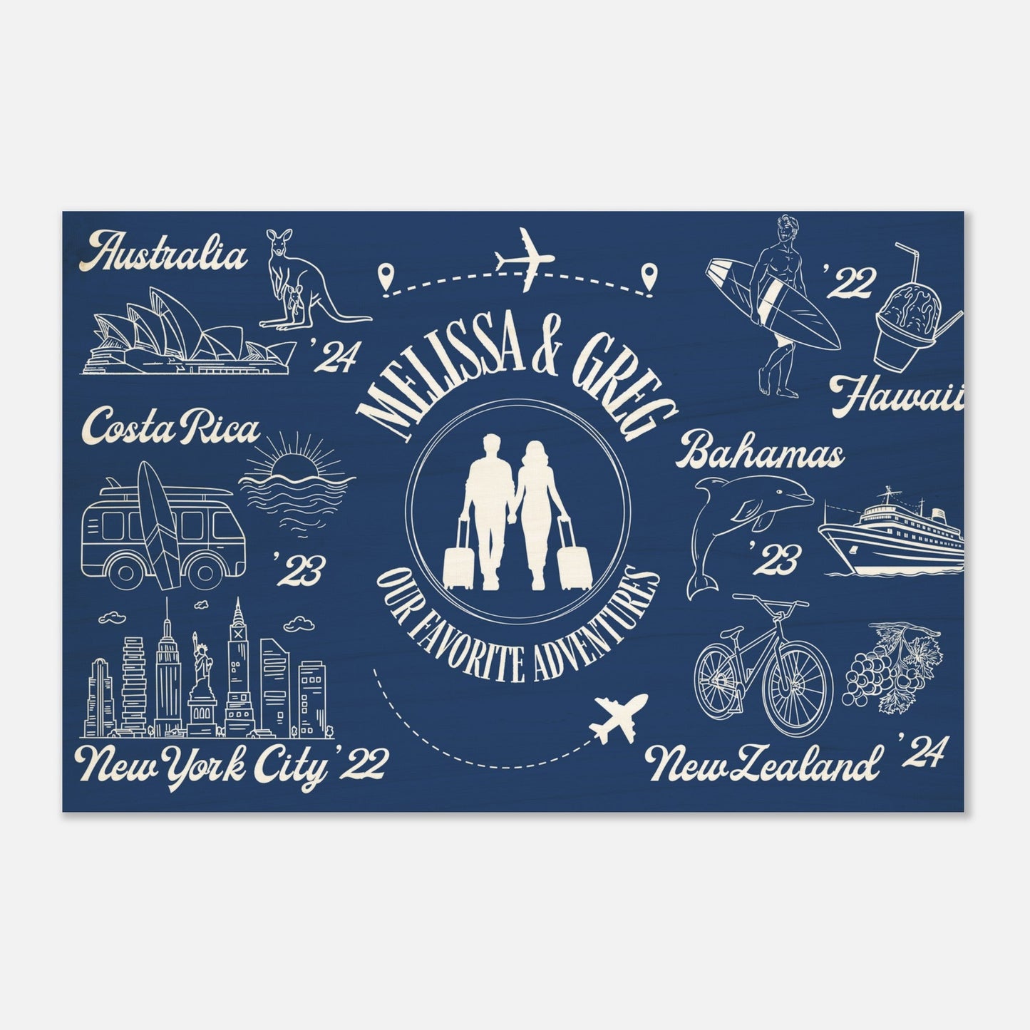 Favorite Travel Memories Wood Print - Out of Office Outfitters - Home Decor