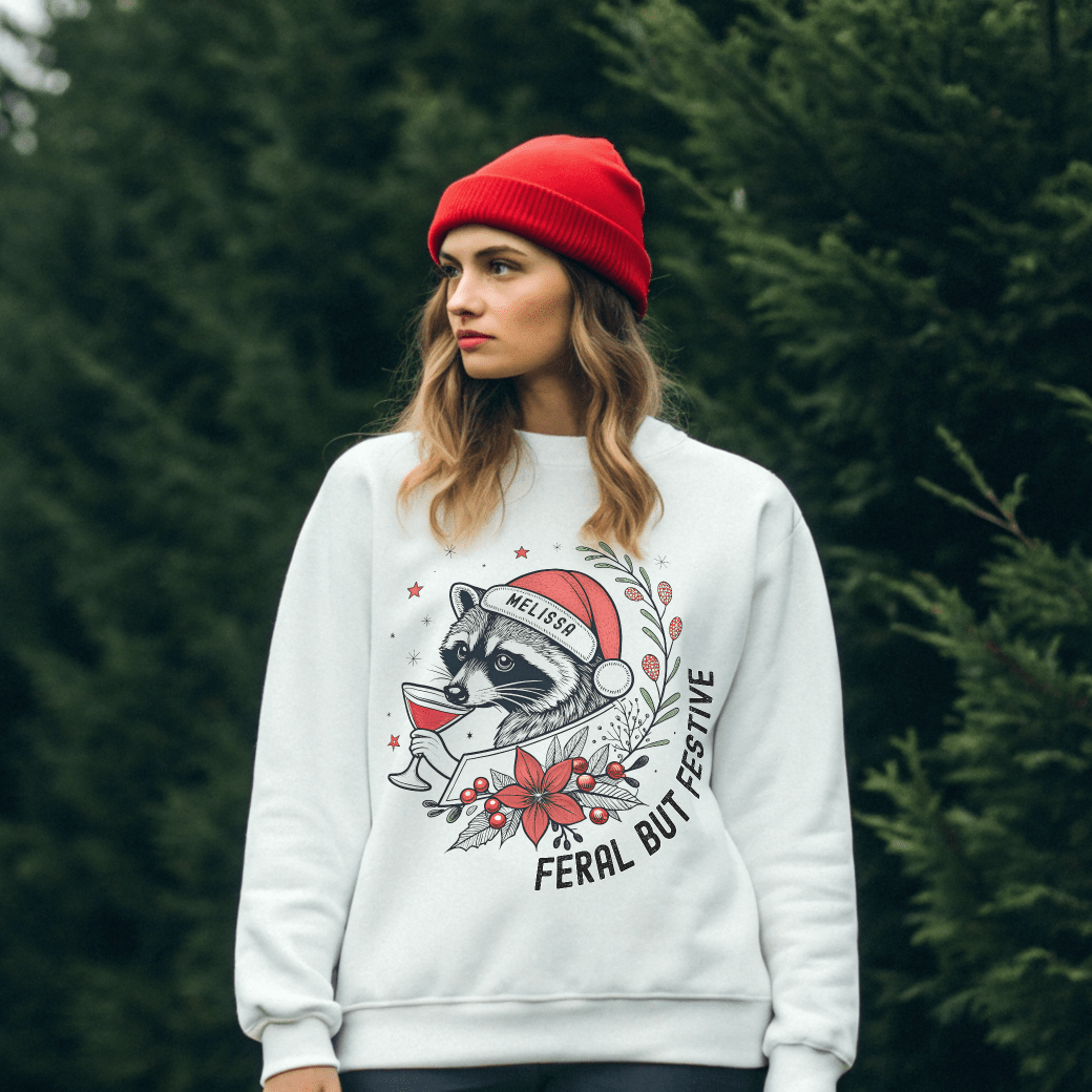 Feral but Festive Christmas Sweatshirt - Out of Office Outfitters - Sweatshirt
