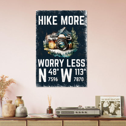 Hike More, Worry Less (Blue) Poster - Out of Office Outfitters - Print Material