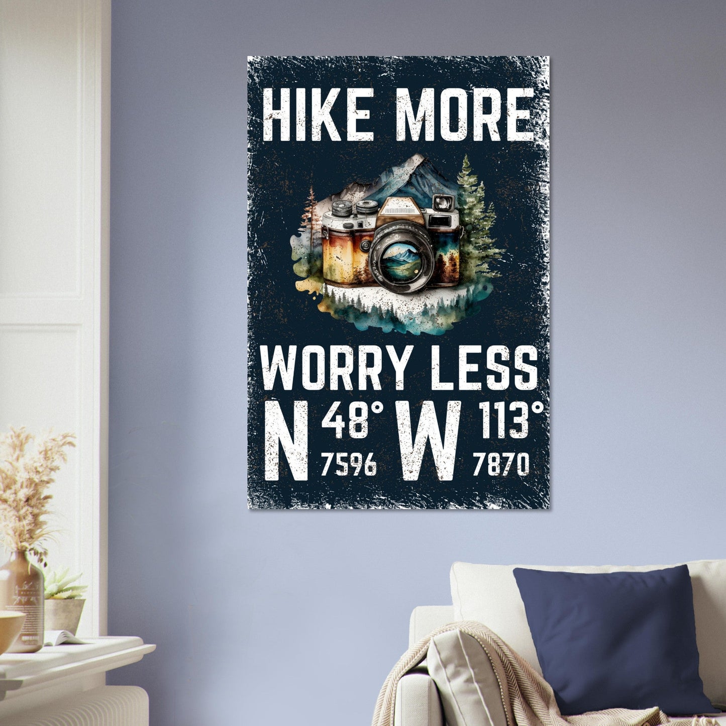 Hike More, Worry Less (Blue) Poster - Out of Office Outfitters - Print Material