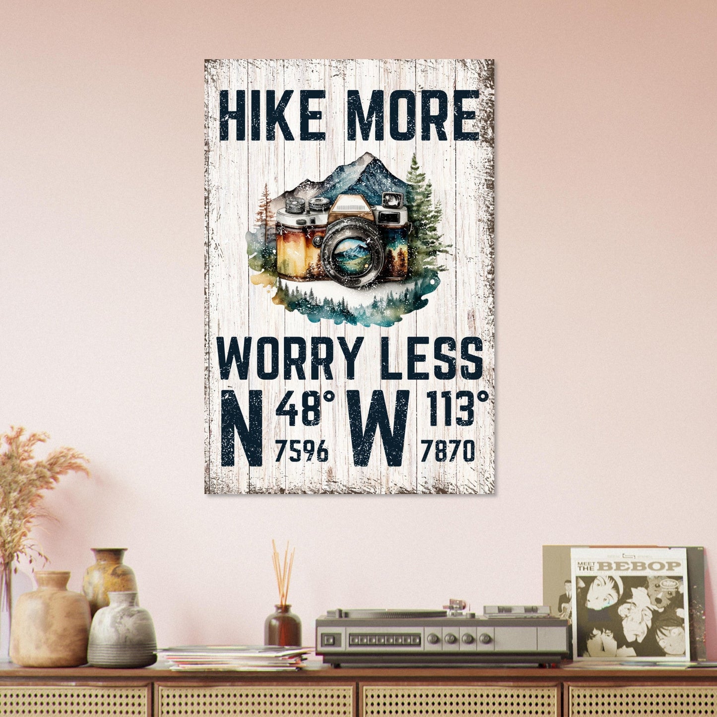 Hike More, Worry Less (Wood) Poster - Out of Office Outfitters - Print Material