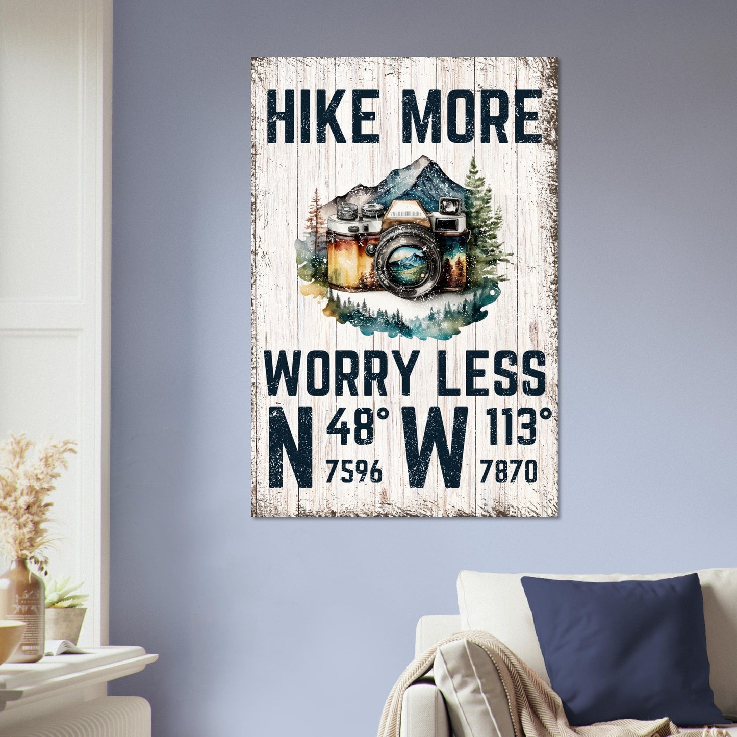 Hike More, Worry Less (Wood) Poster - Out of Office Outfitters - Print Material