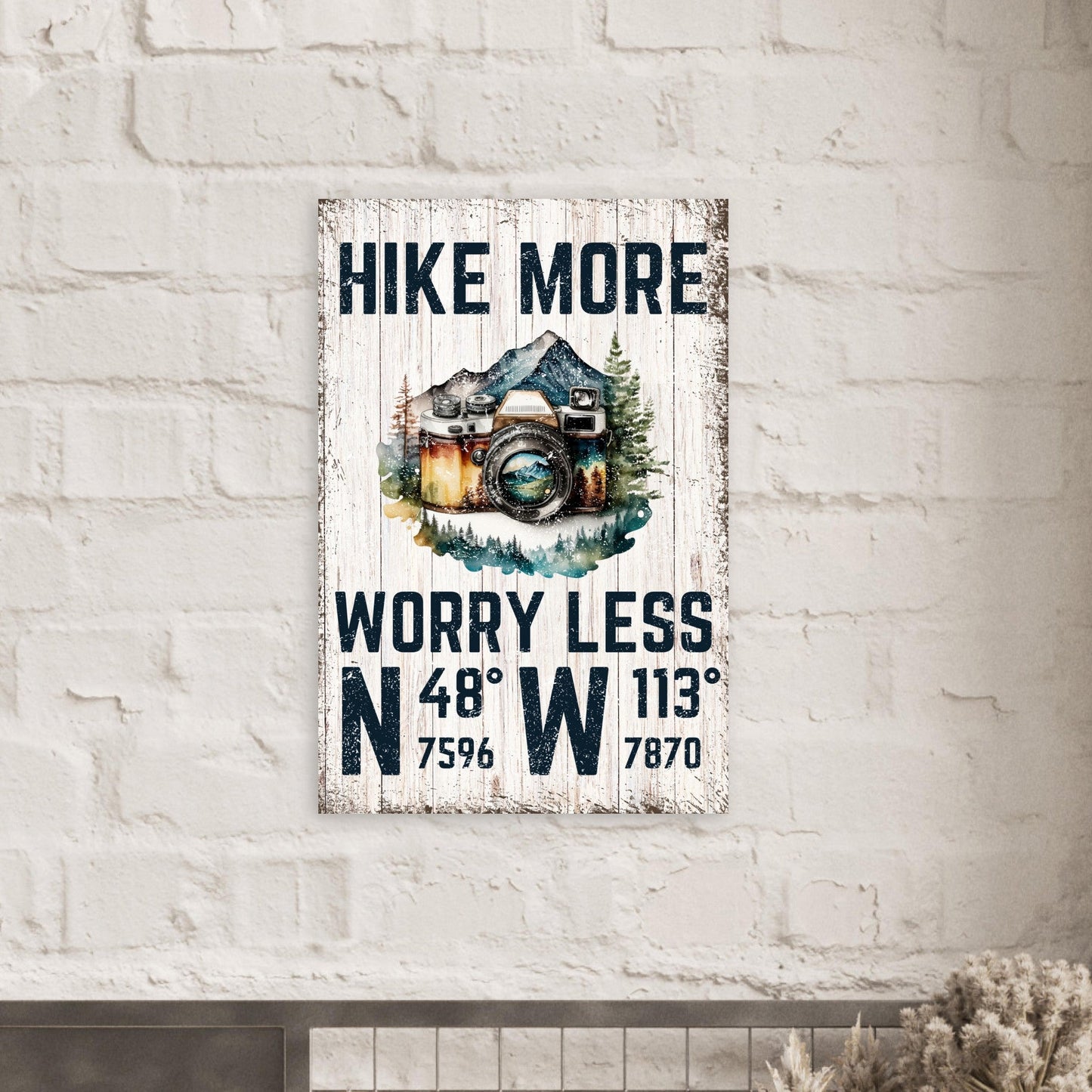 Hike More, Worry Less (Wood) Poster - Out of Office Outfitters - Print Material