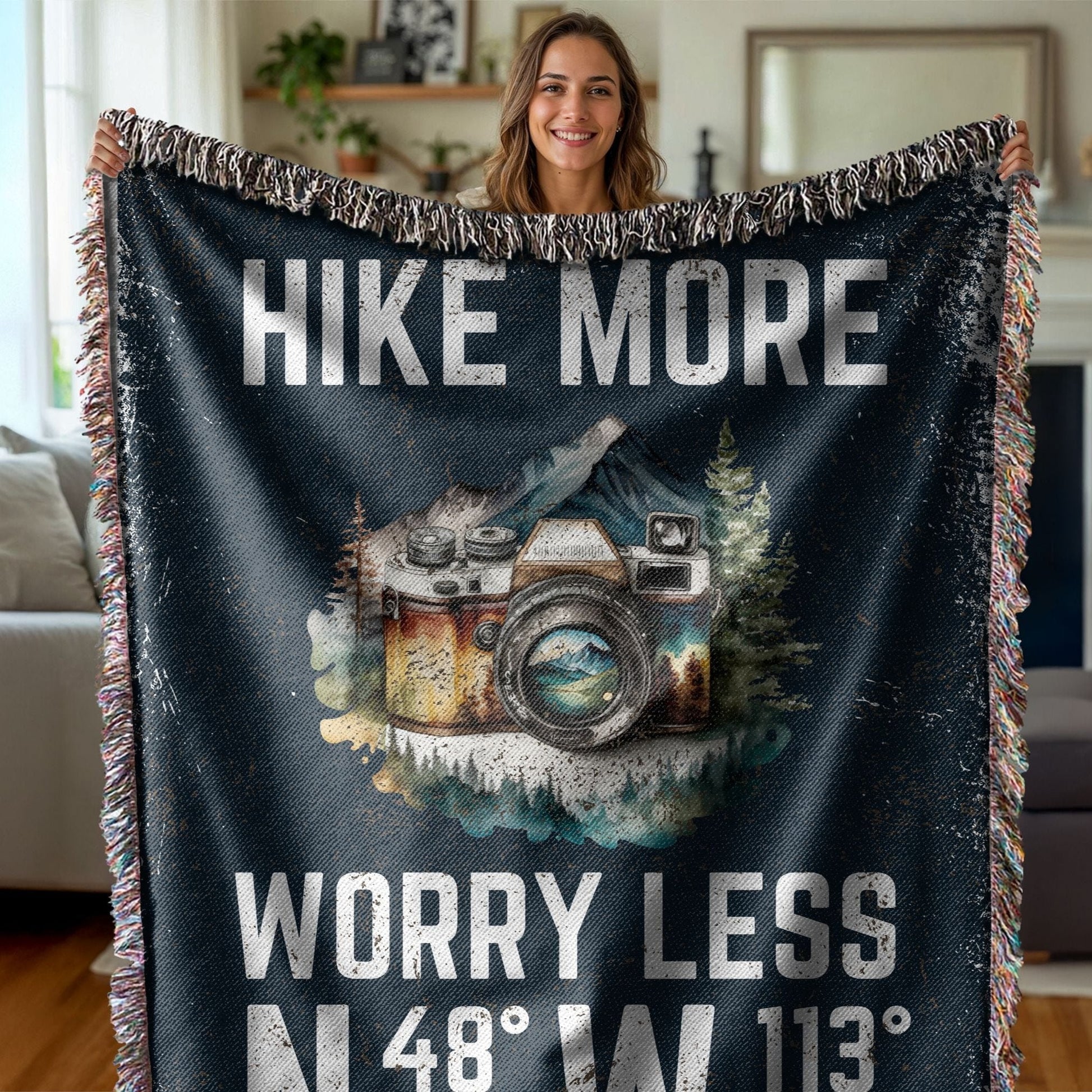 Hike More, Worry Less Woven Blanket - Out of Office Outfitters - Home Decor