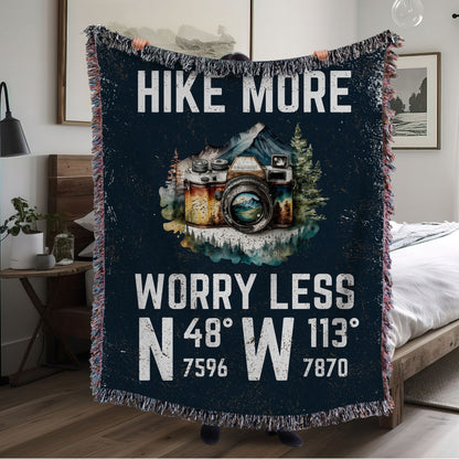 Hike More, Worry Less Woven Blanket - Out of Office Outfitters - Home Decor