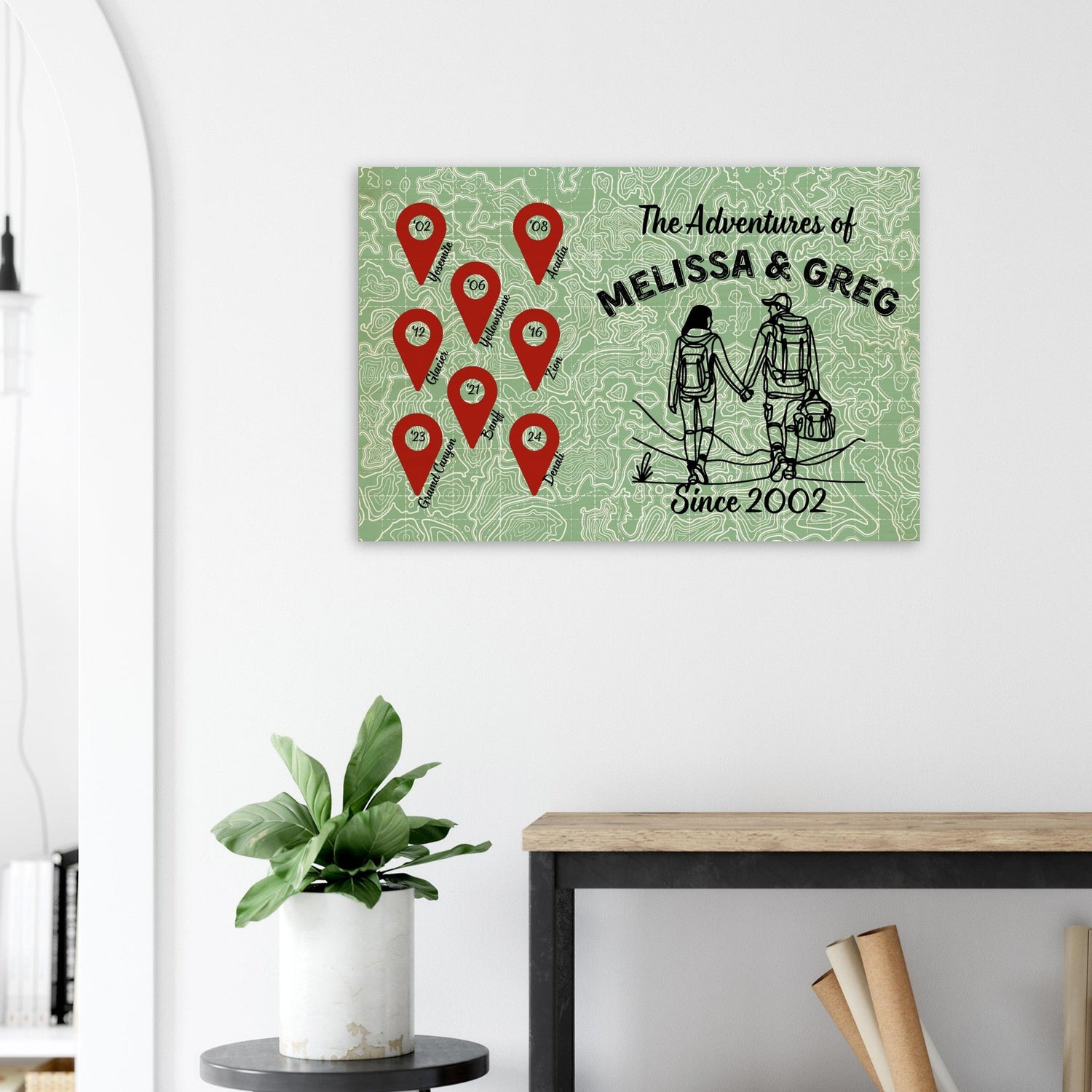 Hiking Map Pins Wood Print - Out of Office Outfitters - Home Decor