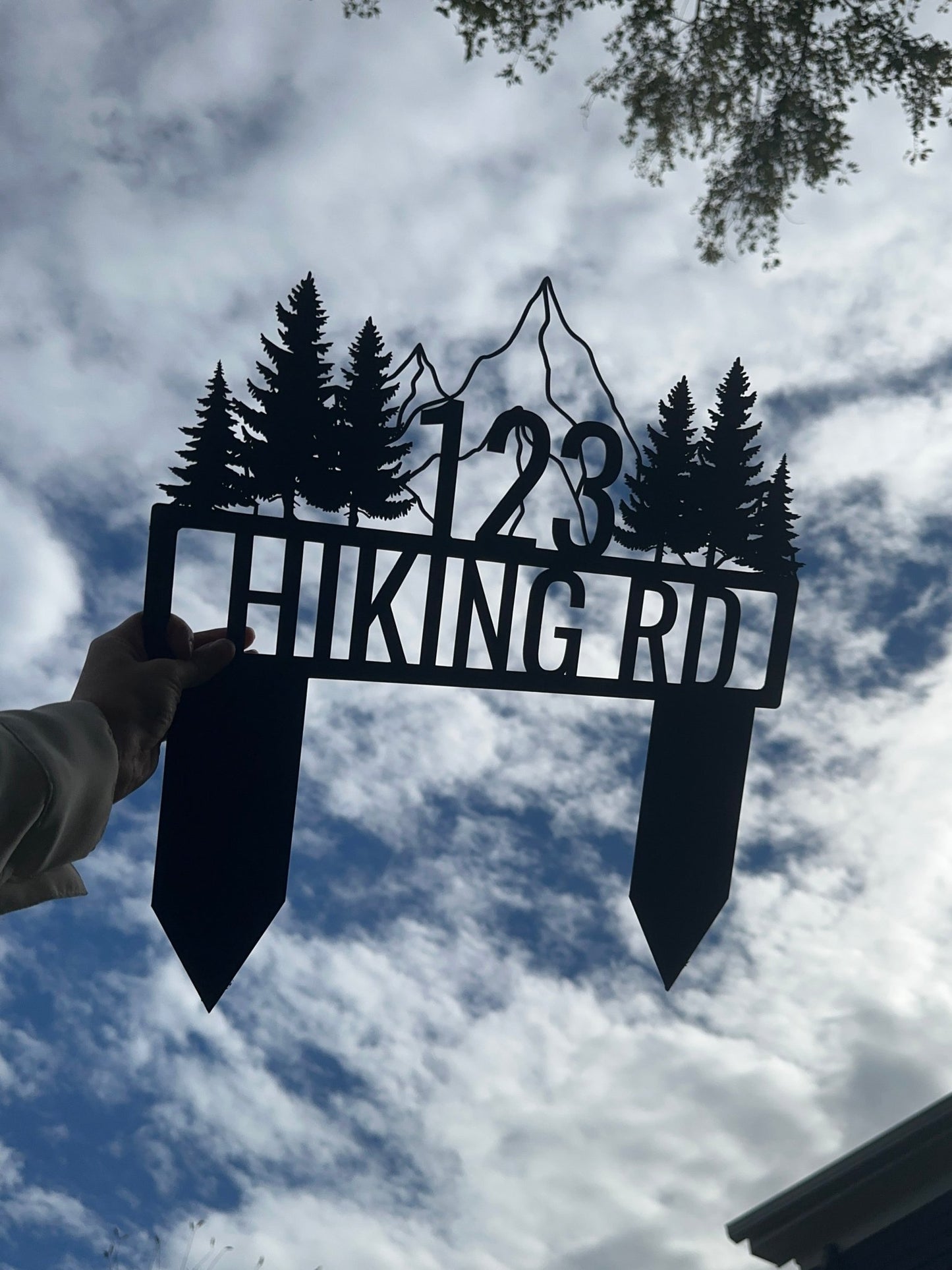 Hiking Yard Address Sign with Stakes - Out of Office Outfitters - Die - Cut Sign