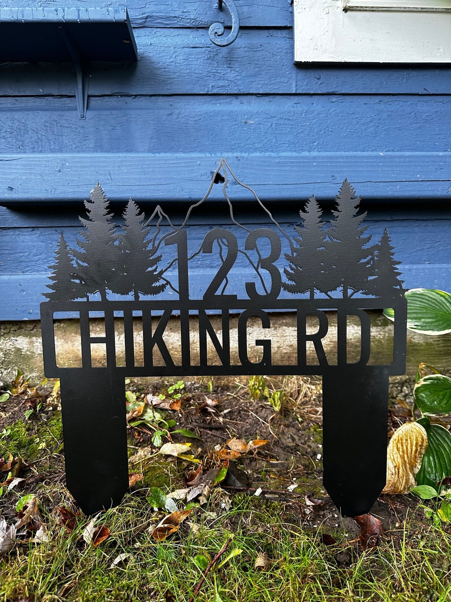 Hiking Yard Address Sign with Stakes - Out of Office Outfitters - Die - Cut Sign