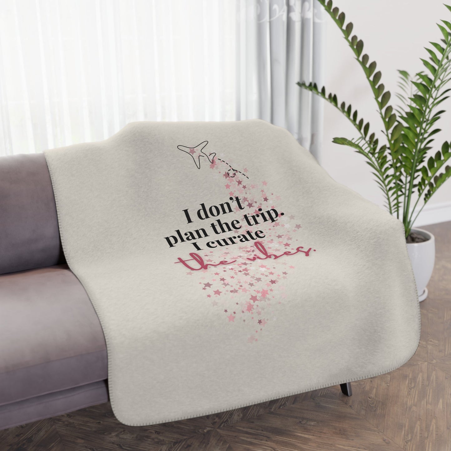 I Curate the Travel Vibes Blanket - Warm Sherpa Travel Throw - Out of Office Outfitters - Home Decor