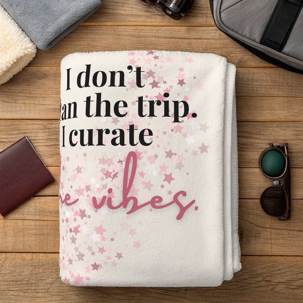 I Curate the Travel Vibes Blanket - Warm Sherpa Travel Throw - Out of Office Outfitters - Home Decor