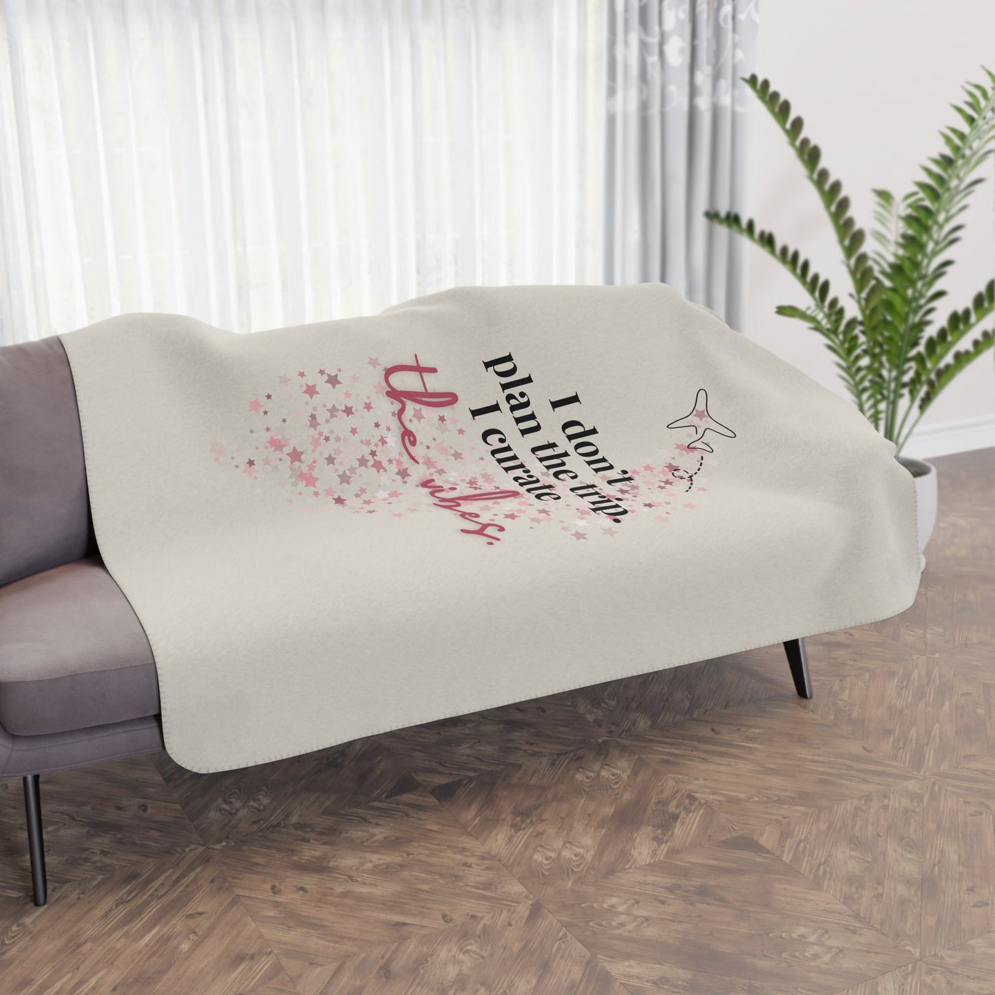 I Curate the Travel Vibes Blanket - Warm Sherpa Travel Throw - Out of Office Outfitters - Home Decor