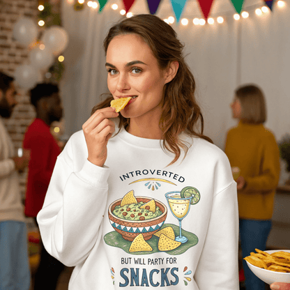 Introverted But Will Party for Snacks Sweatshirt - Out of Office Outfitters - Sweatshirt