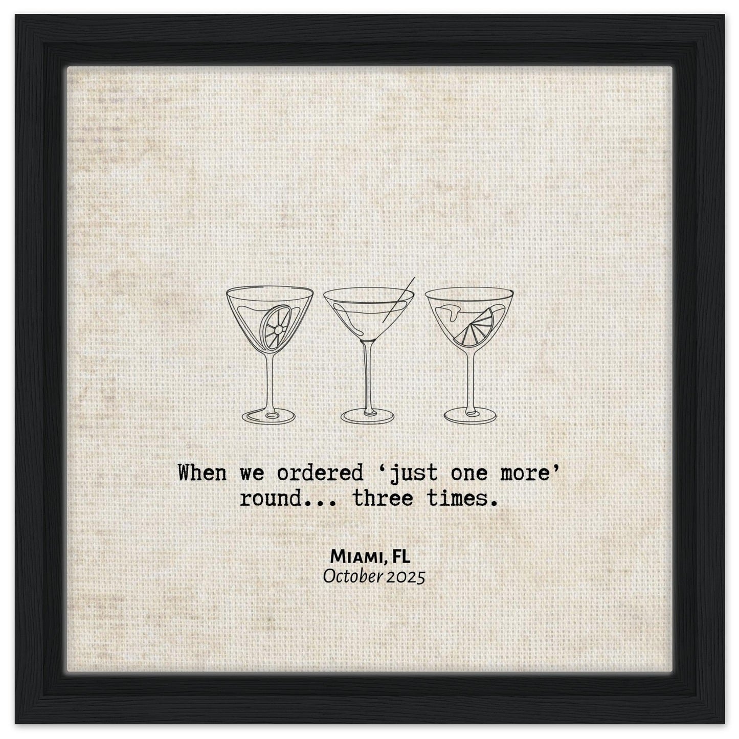 "Just One More Round" - Personalized Travel Micro Memory Framed Canvas - Out of Office Outfitters - Print Material