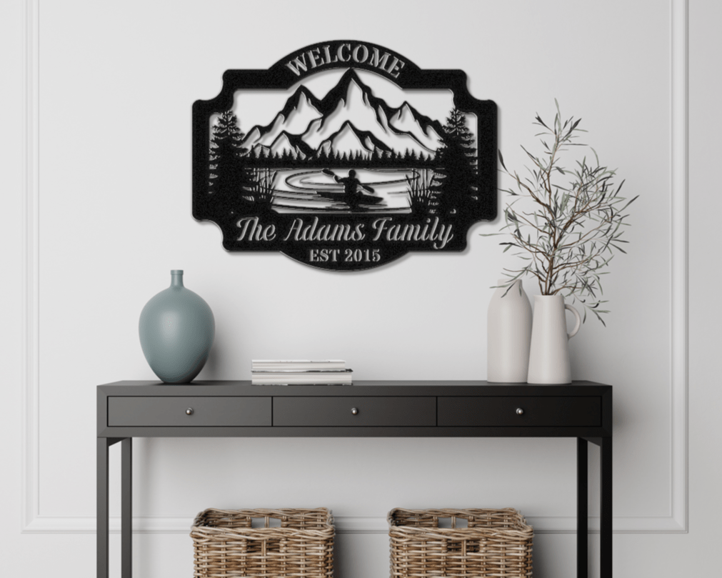 Kayaker Welcome Sign - Out of Office Outfitters - Die - Cut Sign