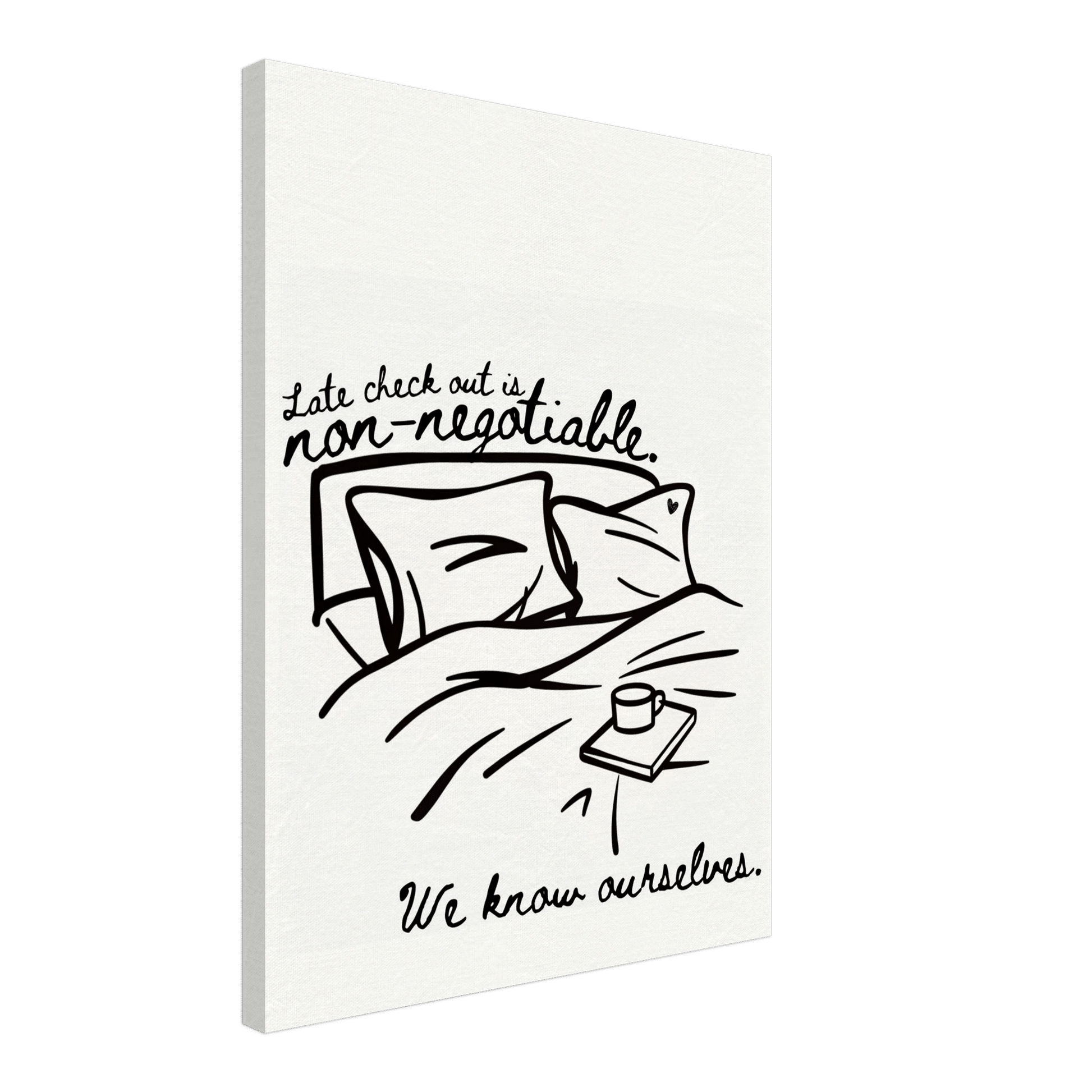Late Check Out is Non - Negotiable (We Know Ourselves) - Travel Couple Canvas Wall Art - Out of Office Outfitters - Print Material
