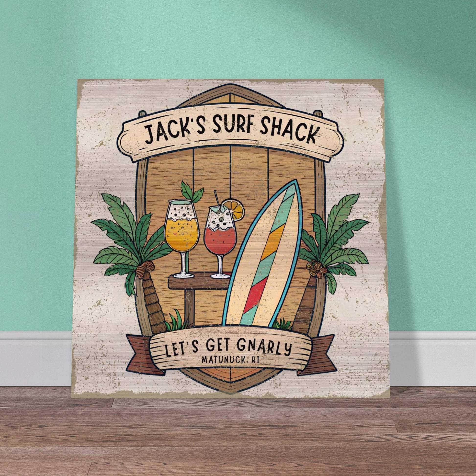 Let's Get Gnarly Brushed Aluminum Bar Sign - Out of Office Outfitters - Print Material