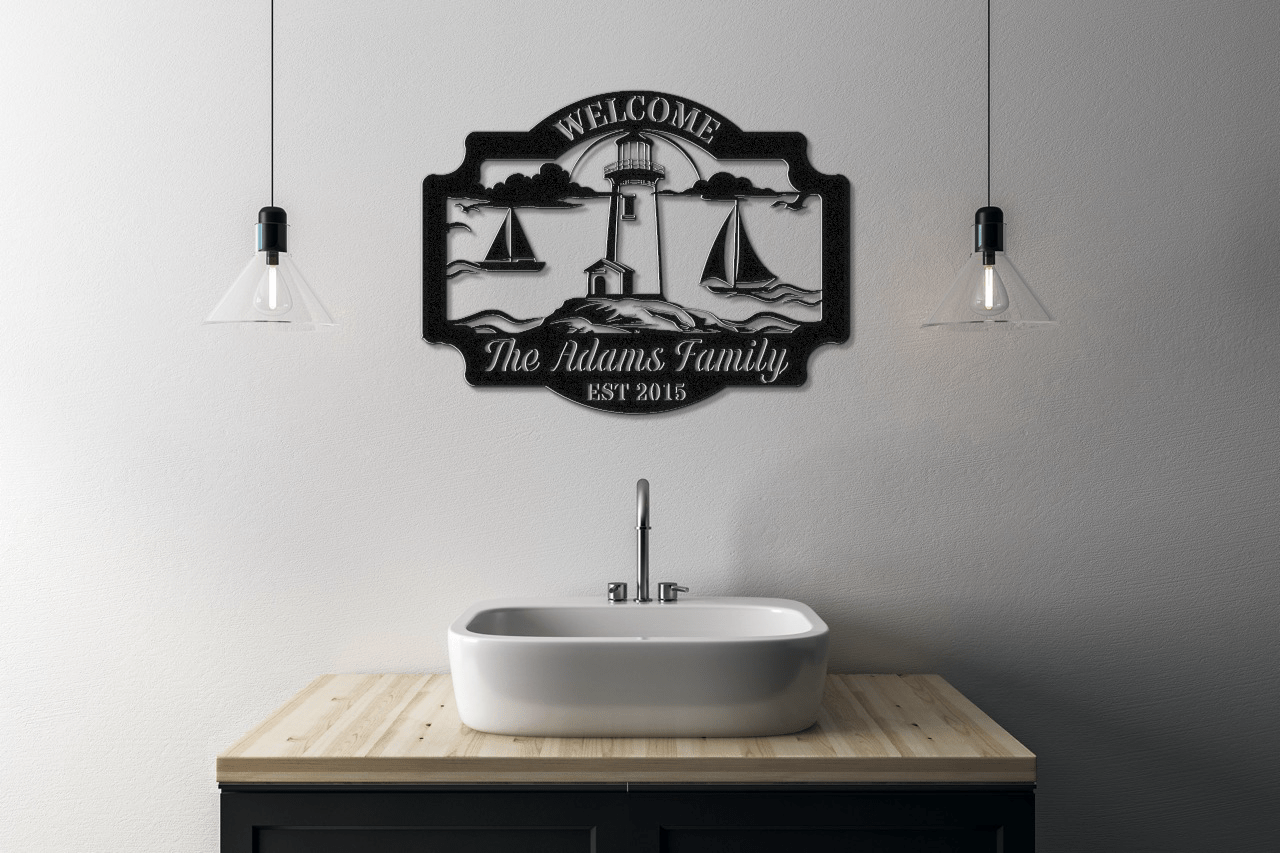 Lighthouse Welcome Sign - Out of Office Outfitters - Die - Cut Sign