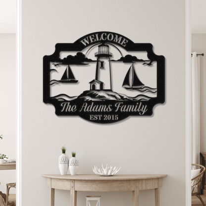 Lighthouse Welcome Sign - Out of Office Outfitters - Die - Cut Sign