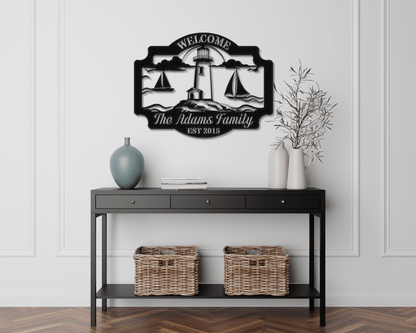 Lighthouse Welcome Sign - Out of Office Outfitters - Die - Cut Sign