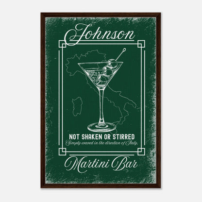 Martini Bar Waved in the Direction of Italy Framed Canvas - Out of Office Outfitters - Print Material