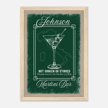 Martini Bar Waved in the Direction of Italy Framed Canvas - Out of Office Outfitters - Print Material