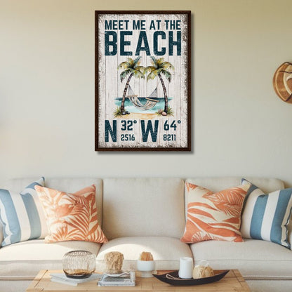 Meet Me At The Beach Framed Canvas - Out of Office Outfitters - Print Material