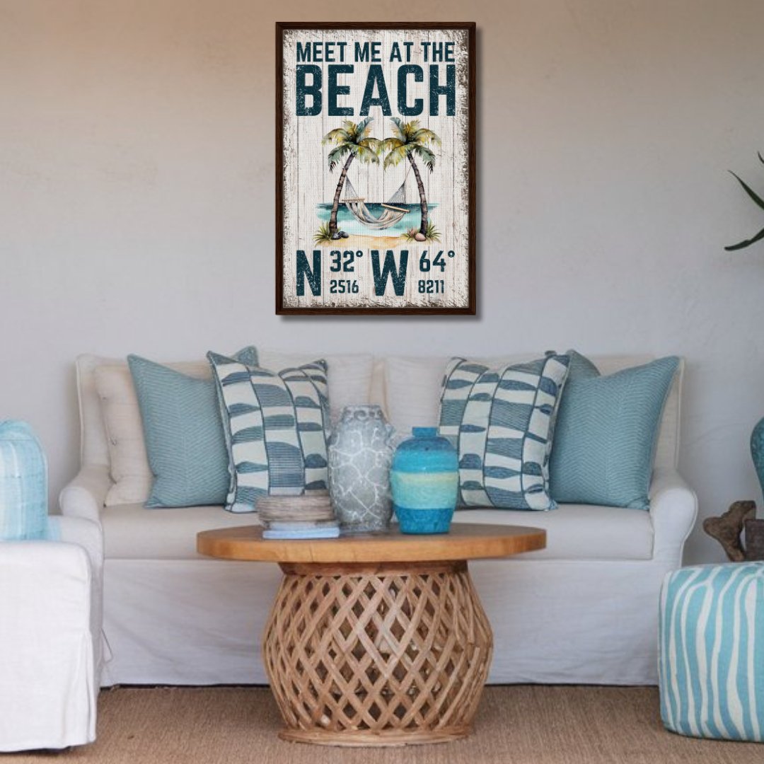 Meet Me At The Beach Framed Canvas - Out of Office Outfitters - Print Material