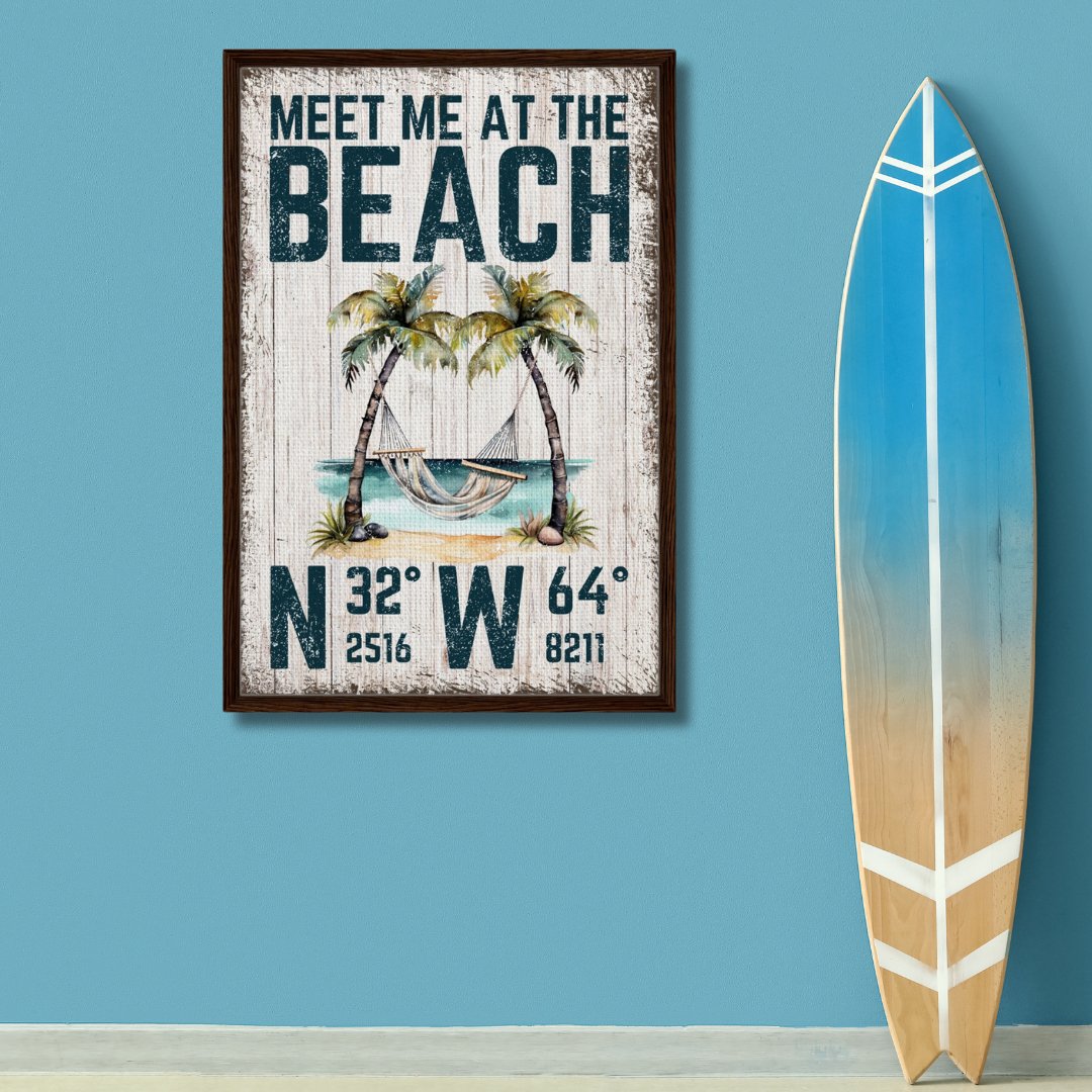 Meet Me At The Beach Framed Canvas - Out of Office Outfitters - Print Material