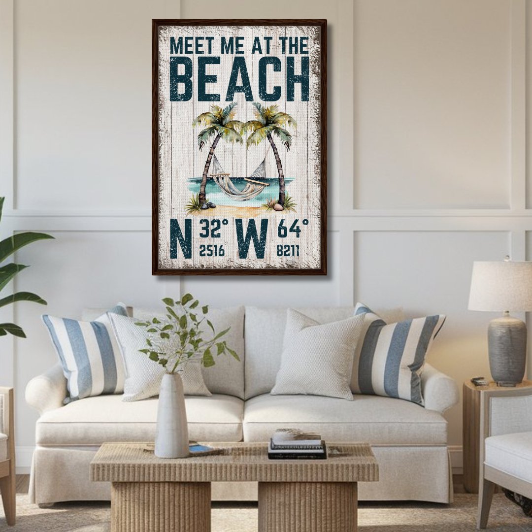 Meet Me At The Beach Framed Canvas - Out of Office Outfitters - Print Material