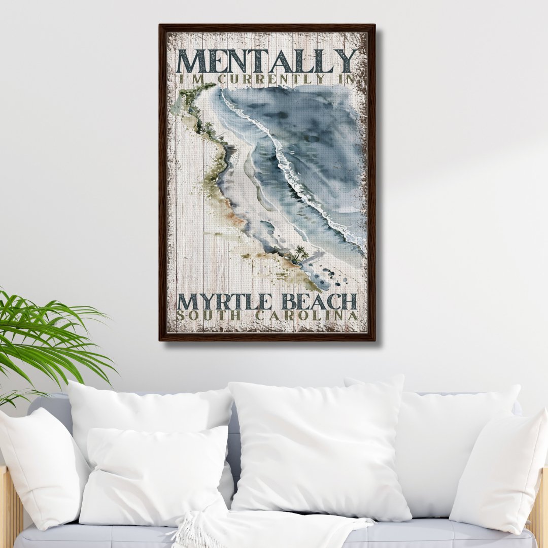 Mentally at my Favorite Beach Framed Canvas - Out of Office Outfitters - Print Material