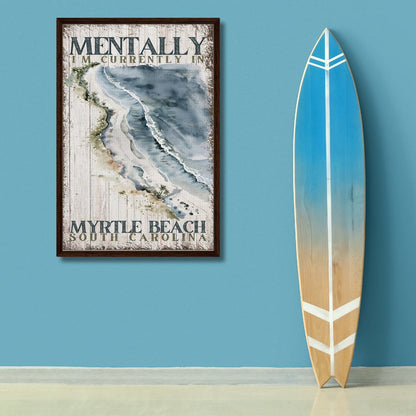 Mentally at my Favorite Beach Framed Canvas - Out of Office Outfitters - Print Material