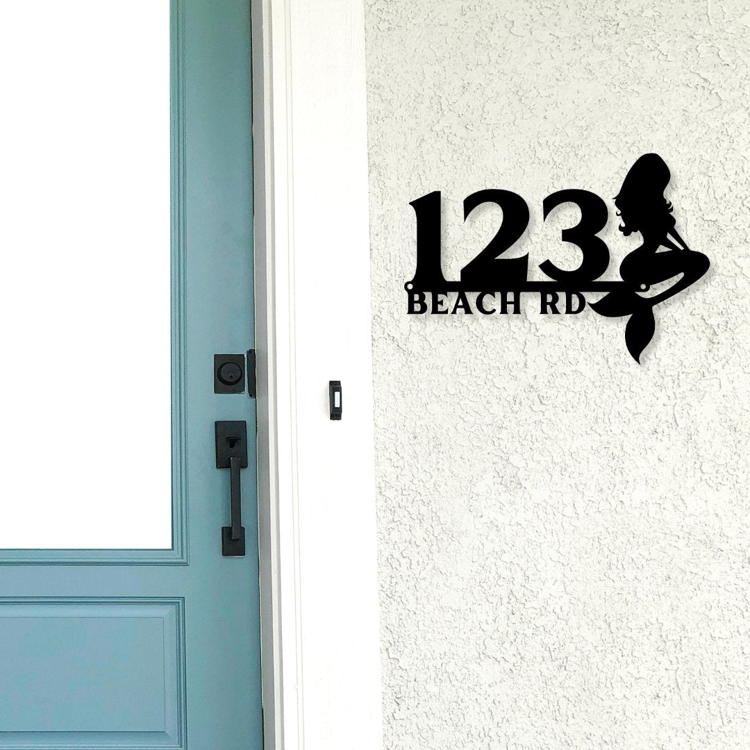 Mermaid Address Metal Sign - Out of Office Outfitters - Die - Cut Sign