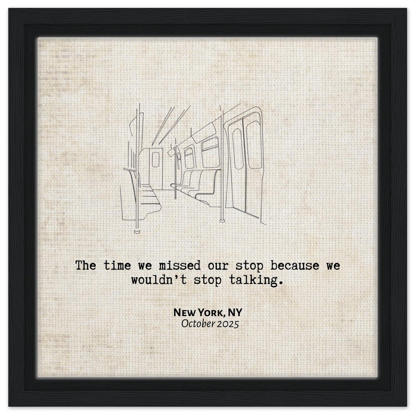 "Missed Our Stop" - Personalized Travel Micro Memory Framed Canvas - Out of Office Outfitters - Print Material