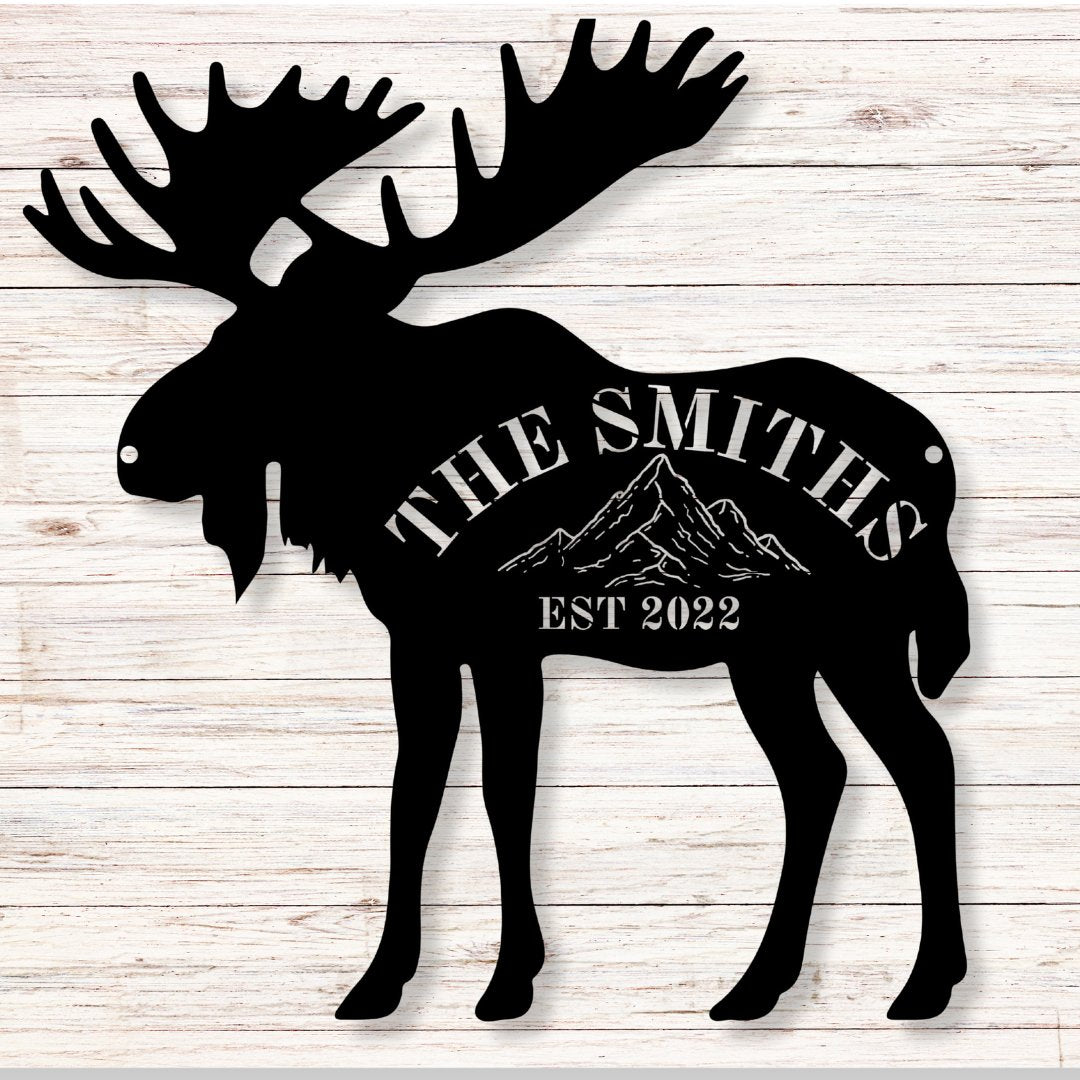 Moose Family Metal Wall Art - Out of Office Outfitters - Die - Cut Sign