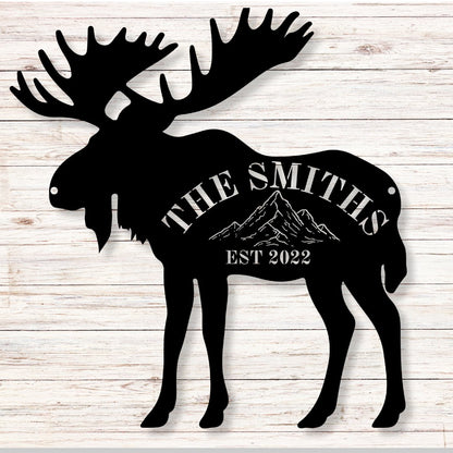 Moose Family Metal Wall Art - Out of Office Outfitters - Die - Cut Sign