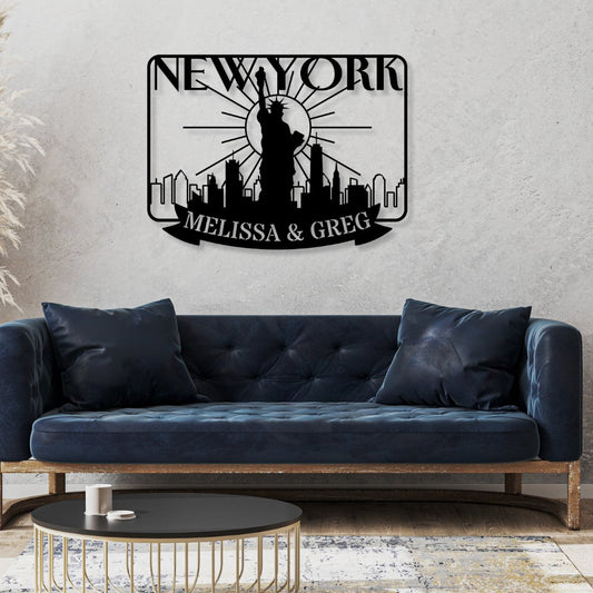 New York Travel Poster Metal Sign (Personalize Me!) - Out of Office Outfitters - Die - Cut Sign