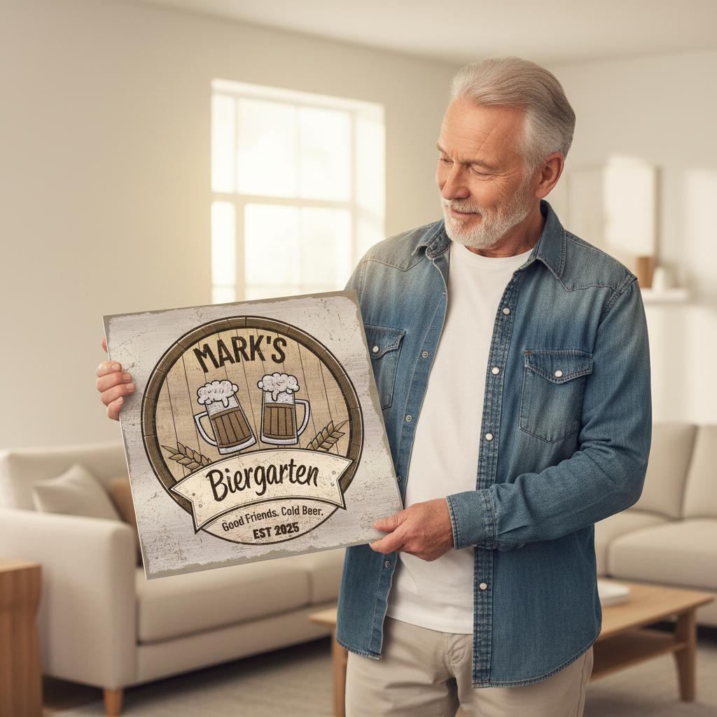 Oktoberfest Biergarten Brushed Aluminum Bar Sign - Out of Office Outfitters - Print Material