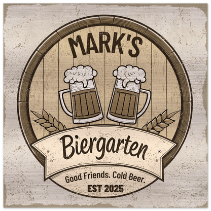 Oktoberfest Biergarten Brushed Aluminum Bar Sign - Out of Office Outfitters - Print Material