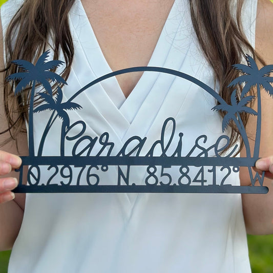 Paradise Metal Sign (Personalize Me!) - Out of Office Outfitters - Die - Cut Sign