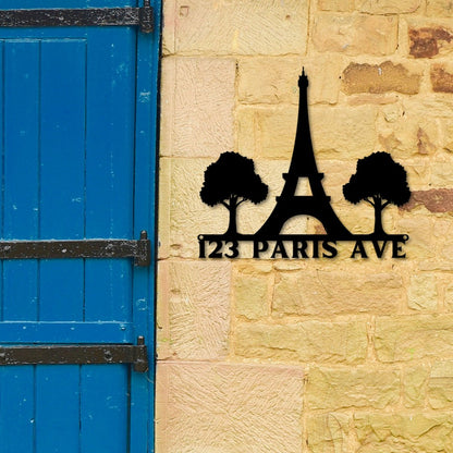 Paris Custom Metal Address Sign - Out of Office Outfitters - Die - Cut Sign