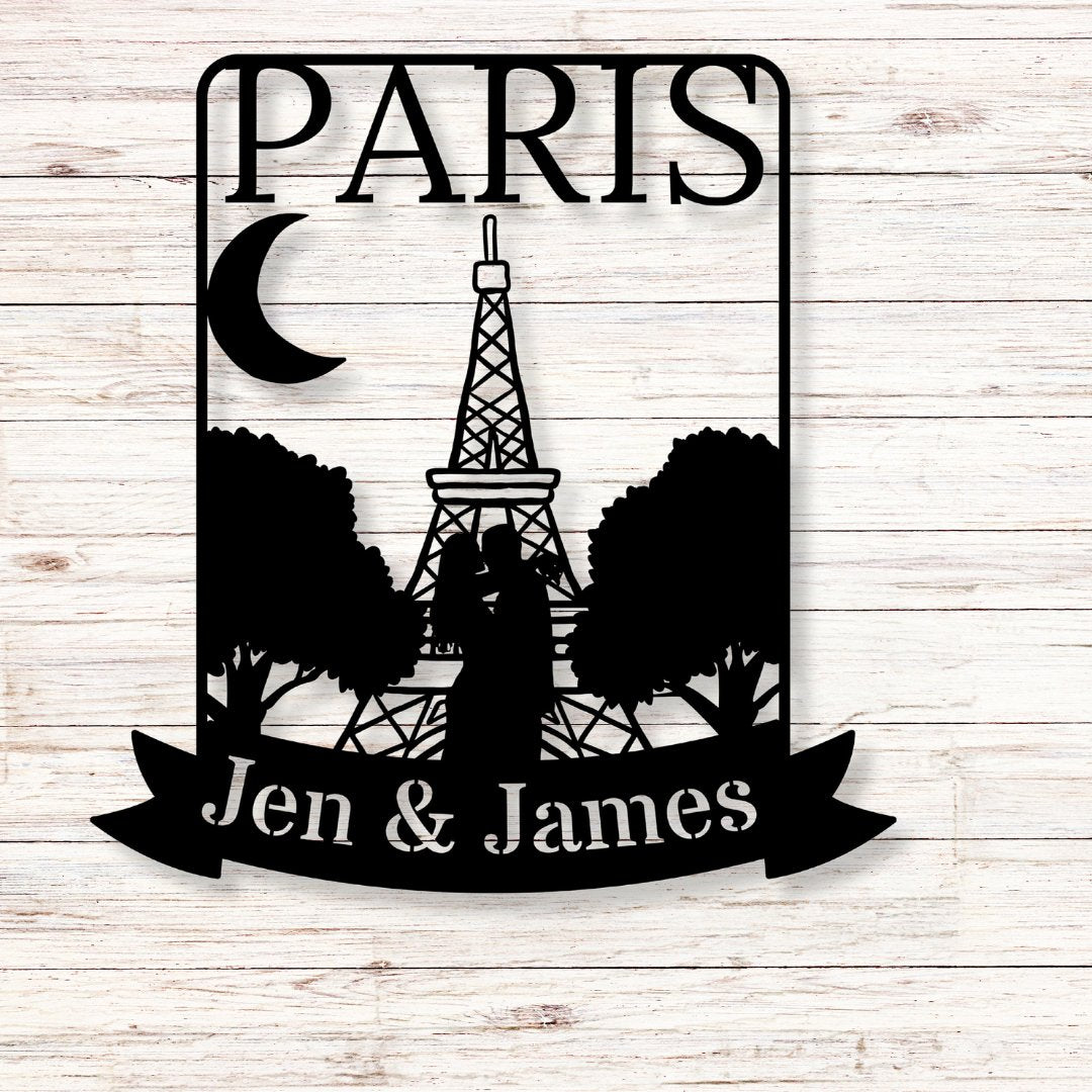 Paris Travel Poster Metal Sign (Personalize Me!) - Out of Office Outfitters - Die - Cut Sign