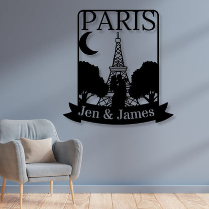 Paris Travel Poster Metal Sign (Personalize Me!) - Out of Office Outfitters - Die - Cut Sign