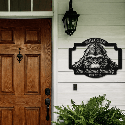 Peeking Sasquatch Welcome Sign - Out of Office Outfitters - Die - Cut Sign